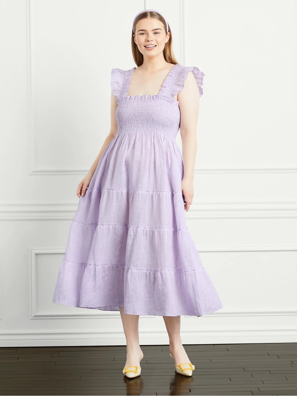 HILL HOUSE Linen Ellie Midi Dress